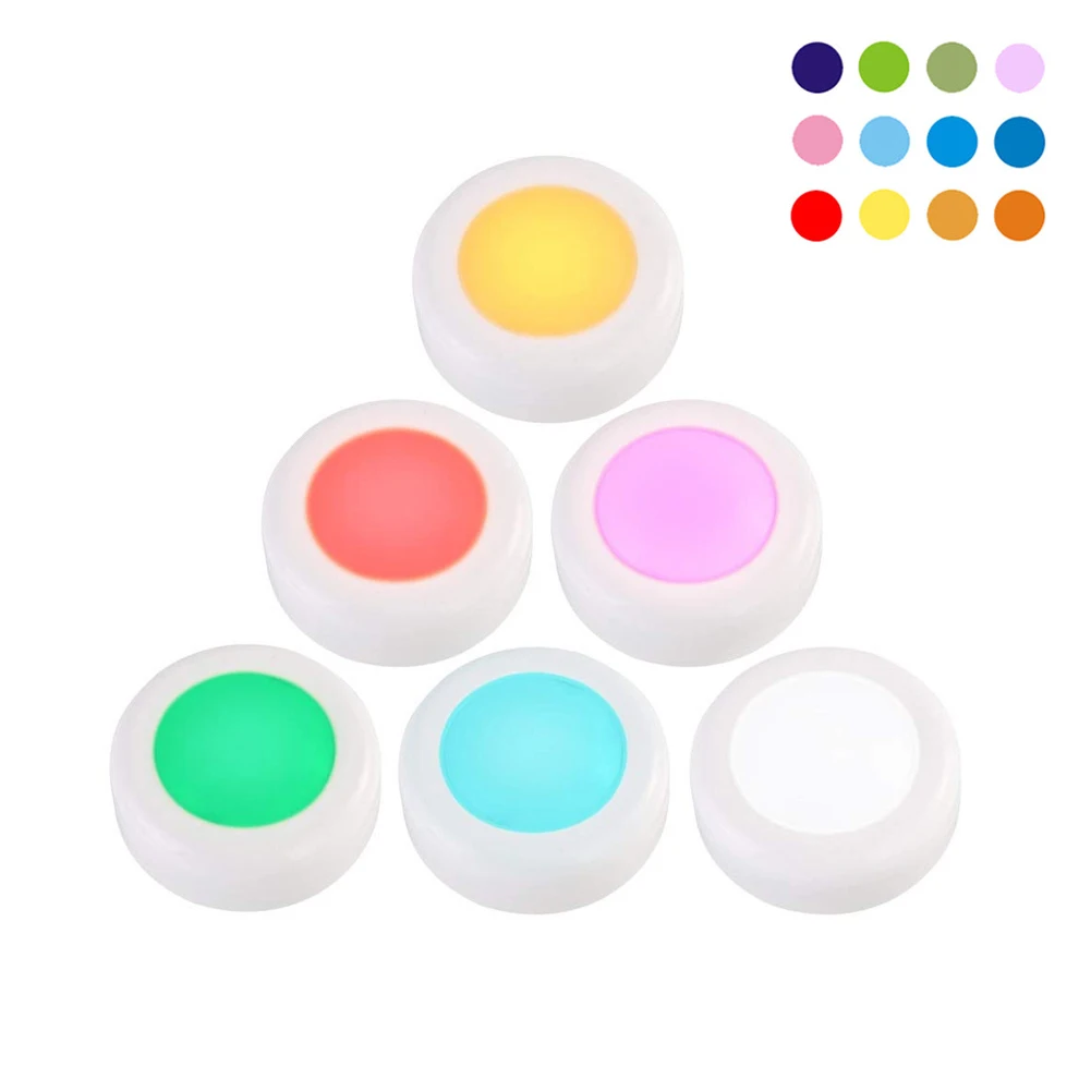 

6pc LED Closet Lights Wireless 12 Color Changing Puck Light With Remote Control Touch Sensor Night Light Party Holiday Lighting