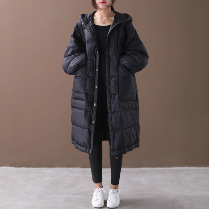 Winter White Goose Oversized Women Down Coat Hooded Puffer Jacket Warm Parka Veste Femme YY1554 | Женская одежда