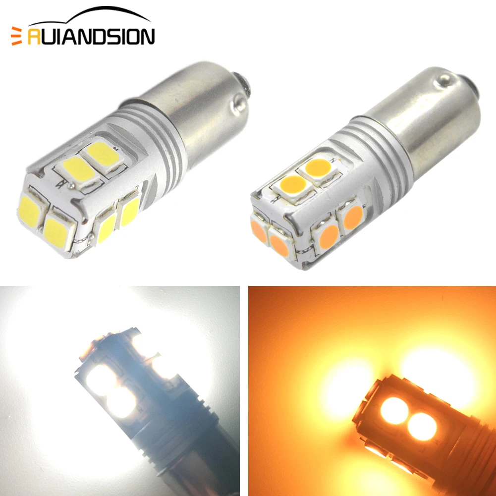 2 шт. Canbus ОШИБОК BAY9S BA9S BAX9S H6W H21W T4W 3030 10SMD светодиодный задний фонарь парковочные огни 3 Вт белый желтый AC/DC 12-24 В