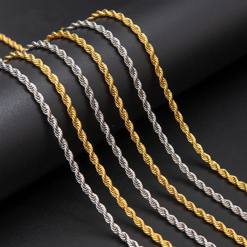 3MM Basic Punk Stainless Steel Necklace for Men Women Curb Cuban Link Chain Chokers Vintage Black Gold Tone Solid Metal | Украшения и