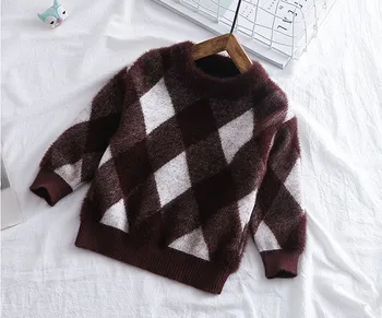 

new 2019 autumn boys O-neck fashion style plaid warm knitted sweater 1pc kids spring autumn clothing boys sweater