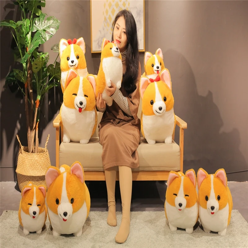 

35/45/60cm Cute Corgi Dog Plush Toy Stuffed Soft Animal Cartoon Pillow Lovely Christmas Gift for Kids Kawaii Valentine Present