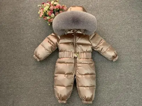 Russian Winter-30 Degree Baby Rompers Winter Thick Boys Costume Girls Warm Snowsuit Kid Jumpsuit Kids Outerwear Baby Clothes - Цвет: 2