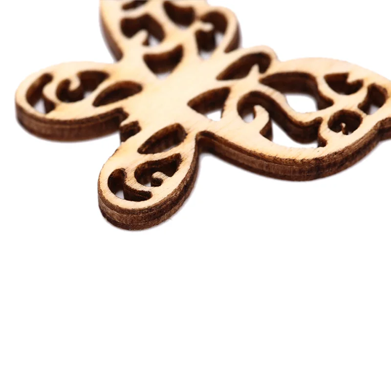 50pcs Mixed DIY Hollow Wooden Butterflies Cutouts Craft Embellishments Wood Ornament For DIY Art Wedding Decorations