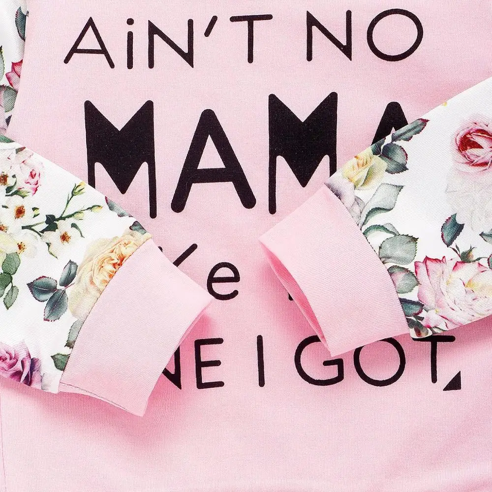 Baby Girl 6M-3T Ain't No Mama like the one I got printed Sweatshirt Top+ Flower Pant+ Headband 3PC outfits