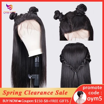 

OYM HAIR Brazilian Wig 13*4 Straight Lace Front Human Hair Wigs For Black Women Non-Remy Hair Wigs Pre Plucked With Baby Hair
