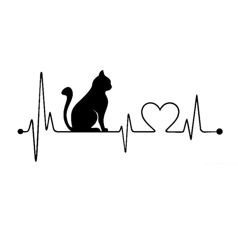 

Hot Funny Pet Cat Heartbeat Lifeline Car Sticker Laptop car Window Accessories Waterproof PVC 20cm X 9cm