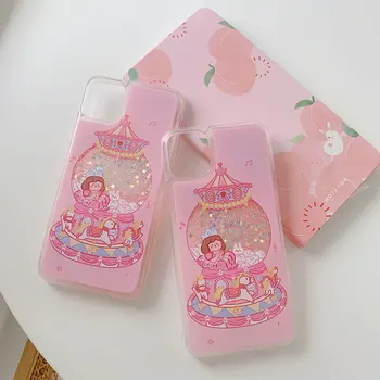 

Sinocom Handa For iPhone 11 Pro Max Case Pink Carousel Phone case XSMAX XR case quicksand silicone cover for coque iphone X case