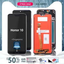 Дисплей для HUAWEI Honor 10 LCD в сборе с тачскрином на рамке Col-L29 черный синий