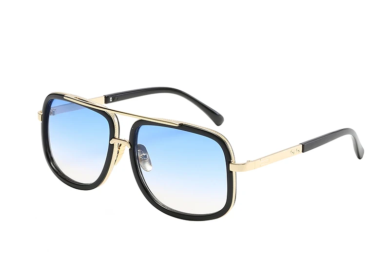 Модные Винтажные крутые градиентные двухлучевые Квадратные Солнцезащитные очки для мужчин и женщин, роскошные брендовые дизайнерские солнцезащитные очки для мужчин UV400 - Цвет линз: Black Clear Blue