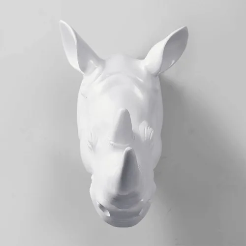 Горячая голова животного скульптура настенная подвесная статуя Декор украшение дома аксессуары голова оленя абстрактная скульптура - Цвет: white rhinoceros