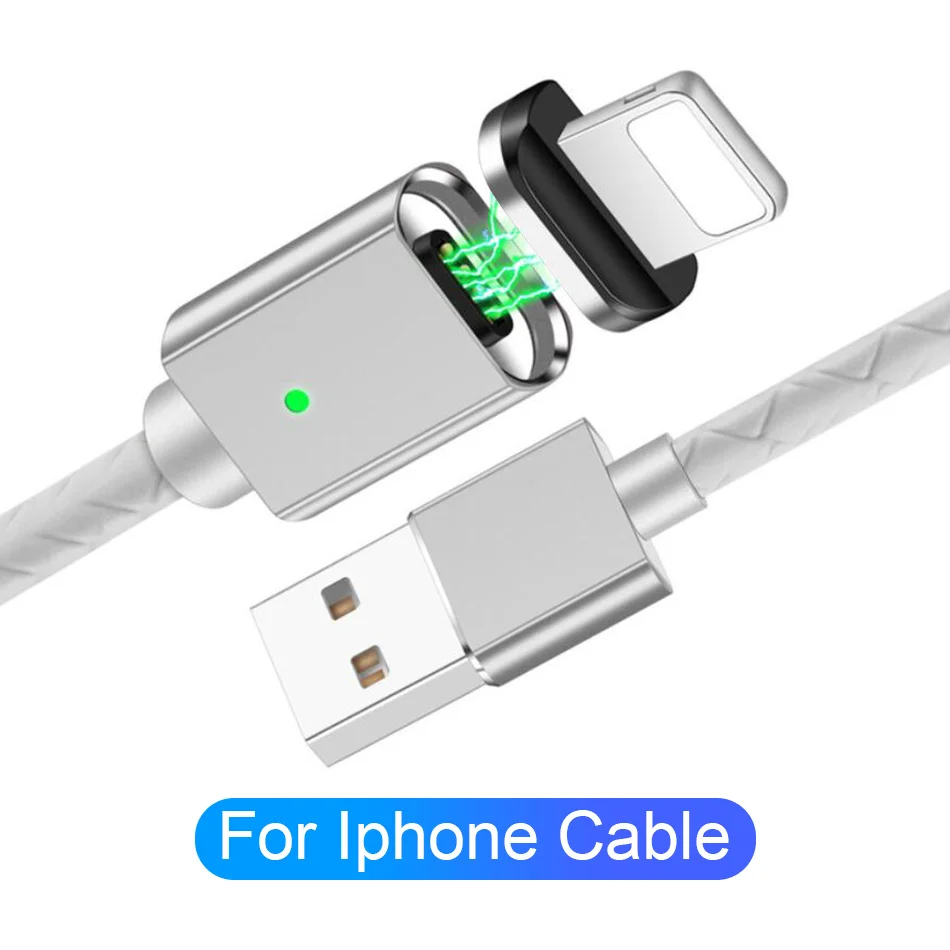 Магнитный зарядный кабель Micro usb type C для Apple iPhone Lighting Cable 3A Быстрая зарядка провод заглушка для защиты мобильного телефона от пыли шнур зарядного устройства - Цвет: For iphone Silver