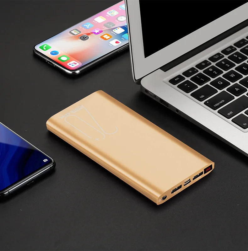 Зарядное устройство, внешний аккумулятор, зарядка, внешний аккумулятор 20000 мА/ч, портативный внешний аккумулятор для смарт-мобильного, компактное портативное зарядное устройство для телефона, для xiaomi Iphone - Цвет: Золотой