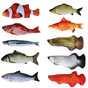 

Soft Plush 3D Fish Shape Cat Toy Interactive Gifts Fish Catnip Toys Stuffed Pillow Doll Simulation Fish Playing Toy For Pet