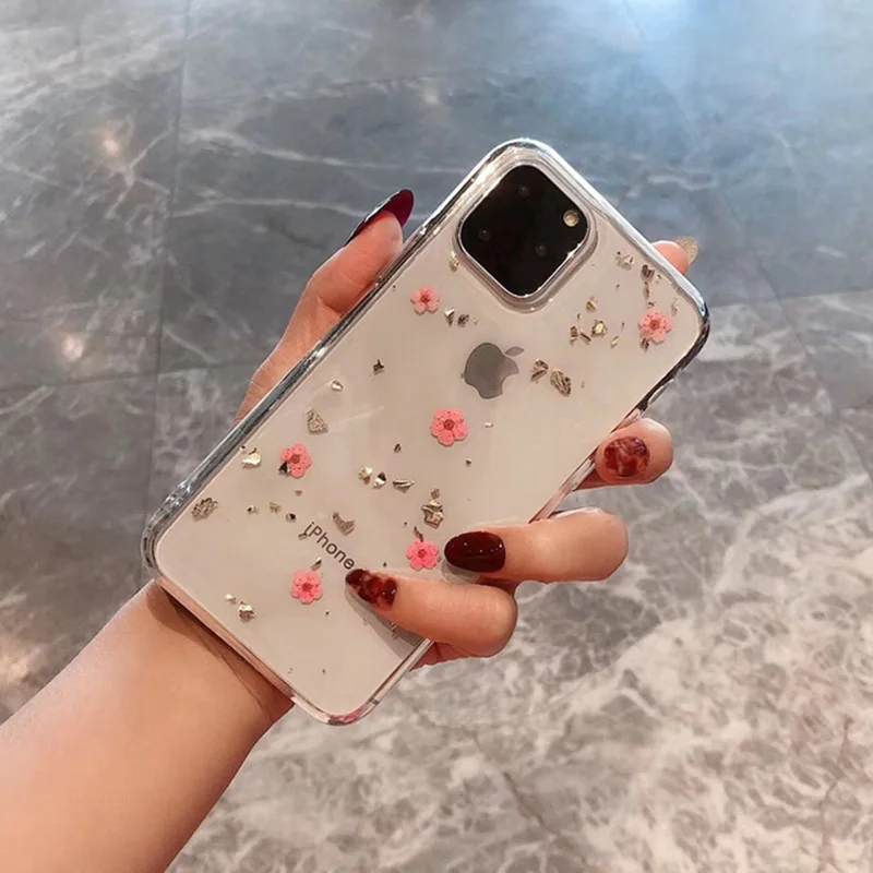 Настоящие цветы сушеные прозрачный чехол для телефона s iPhone 11 Pro Max X XR XS 6 6S 7 8 Plus