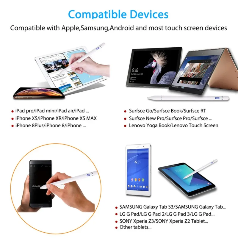 Активный емкостный стилус с сенсорным экраном для IPad Pro 11 12,9 10,5 9,7 Mini 5 для huawei для Xiaomi Tablet