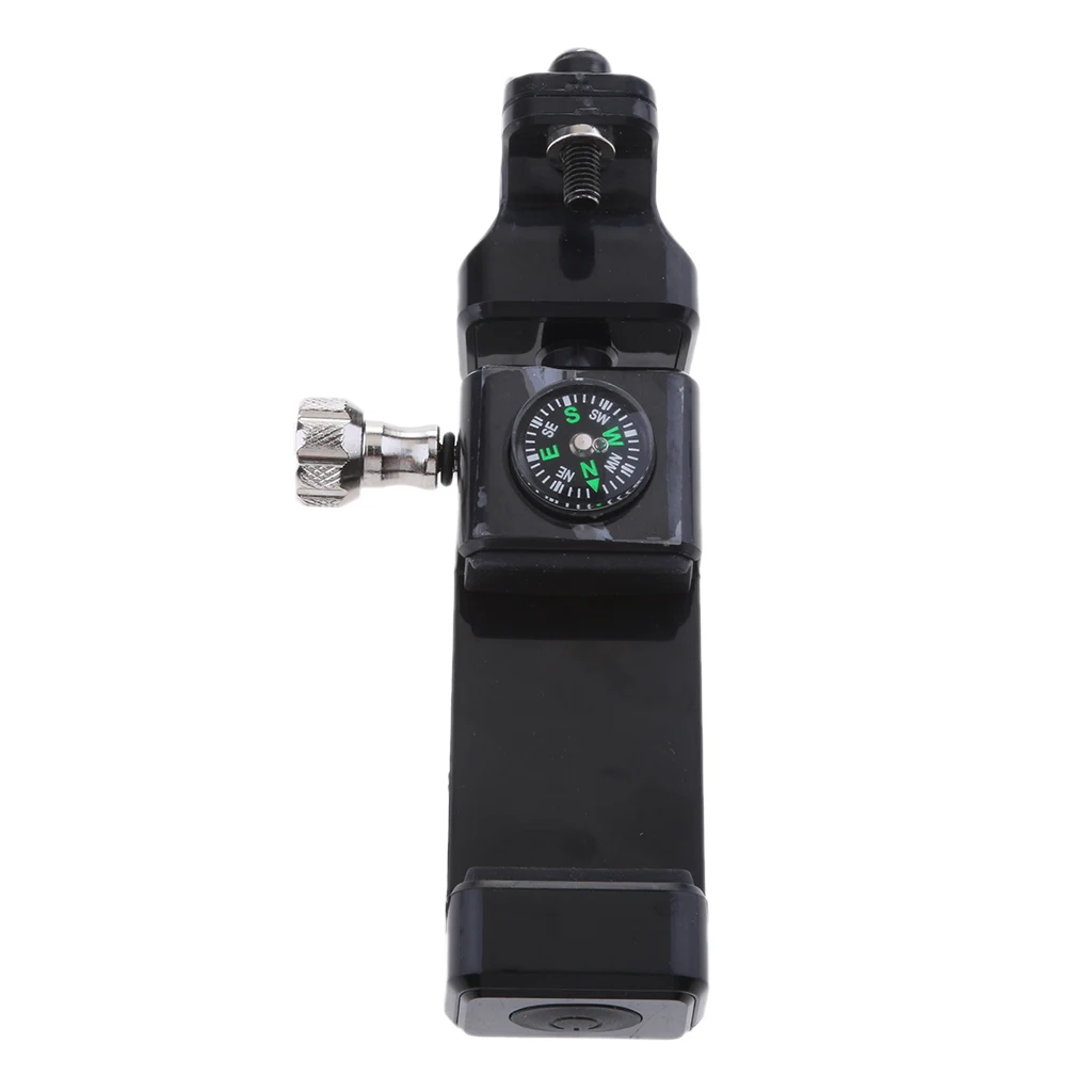Motorcycle Handlebar Mobile Phone Holder Bracket With Compass & LED Light