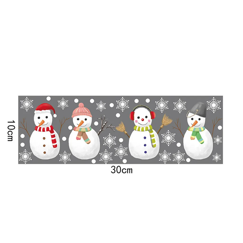 Рождественские наклейки с героями мультфильмов для витрины, съемные наклейки с Санта Клаусом, снеговиком, домашний декор, наклейка, наклейка на год, стеклянная Фреска#30