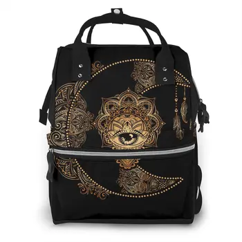 

Fashion Mummy Maternity Nappy Bag Boho Golden Moon Sun Astrology Alchemy Baby Bag Travel Backpack Nursing Bag for Baby Care