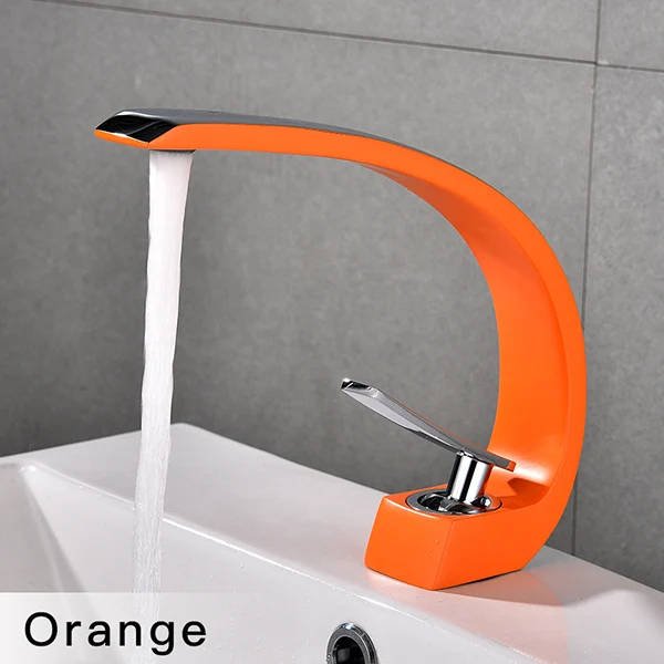 Orange Vidric Черный кран, белый смеситель для раковины, современный смеситель для ванной комнаты, латунный кран для умывальника с одной ручкой, кисть из никеля, элегантный кран - Цвет: Orange