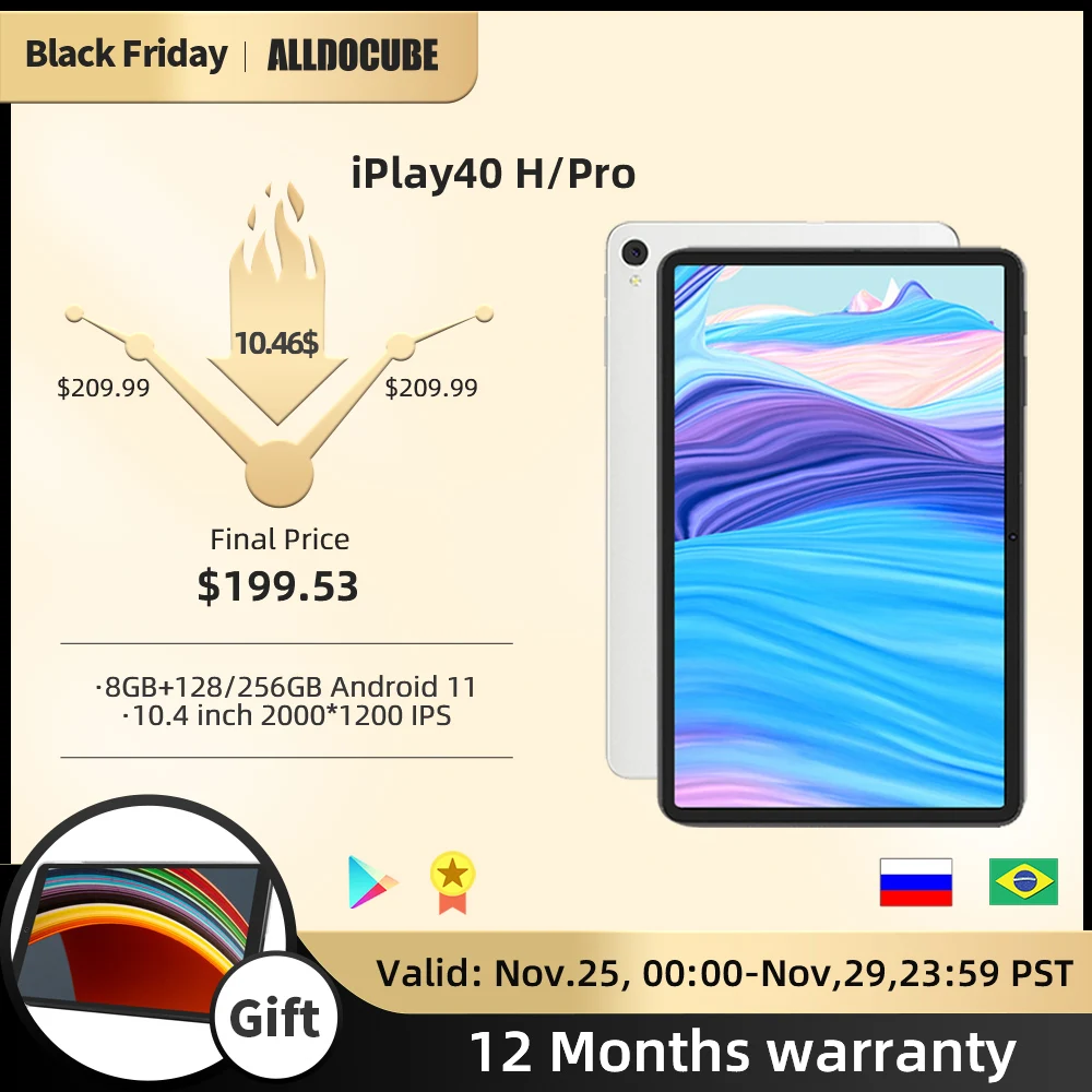 Alldocube iplay40 H /iPlay 40 Pro Tablet PC Android 11 8GB RAM 128GB/256GB ROM 10.4 2K Screen Unisoc T618 Dual 4G SIM 5G Wi-Fi | Компьютеры