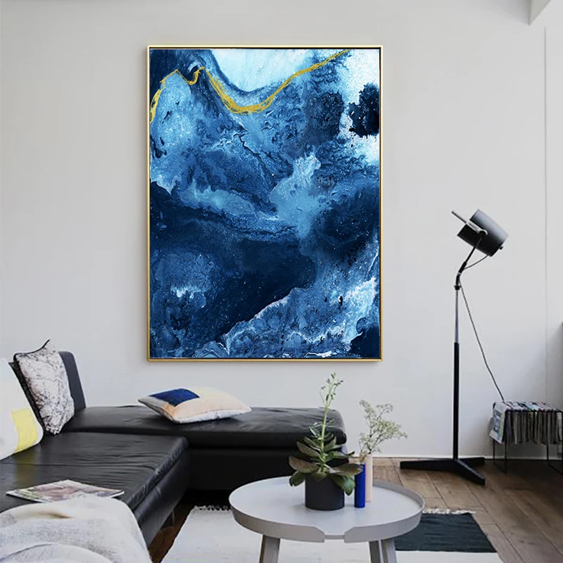 

Nordic Wall Art Canvas Painting Posters and Prints Abstract Blue Ocean Wall Pictures for Living Room Cuadros Home Decor Unframed