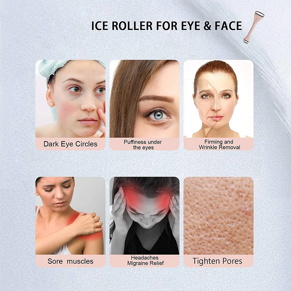 Ice Roller for Face and Eye 2 Pcs,Face Roller Skin Care for  Puffiness,Migraine,Pain Relief,Eye Roller For Puffy Eyes Dark  Circles,Stainless Steel