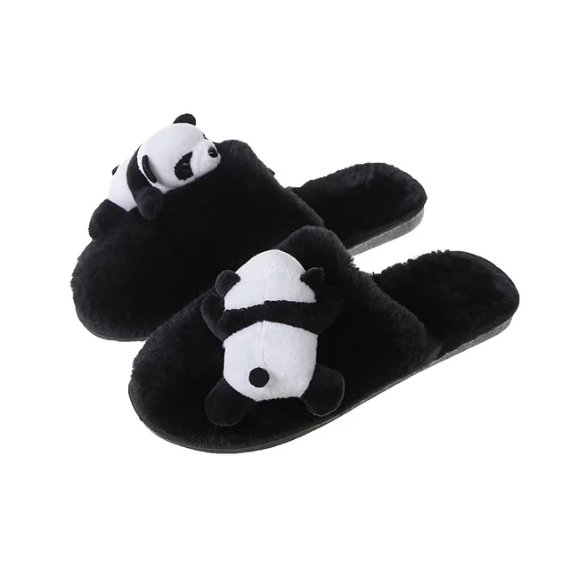Chaussons pandas mignons Pantoufle de maison en coton pour femmes et enfants chaussons d hiver en peluche chaussures de