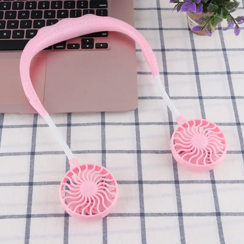Летние Hands-free ленивый шейный ремешок подвесной светильник USB Перезаряжаемые спортивные двойной вентилятор мини-охладитель воздуха Портативный 3 скорости аккумулятор большой емкости
