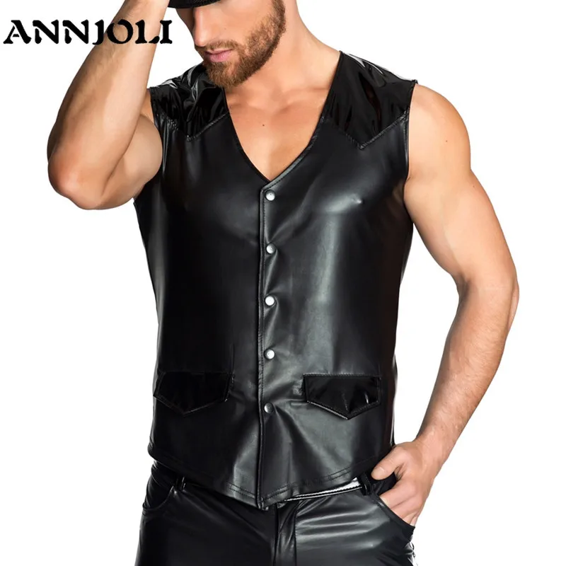 Ковбойская куртка annpretty для мужчин жилеты из ПВХ и латекса приталенное пальто