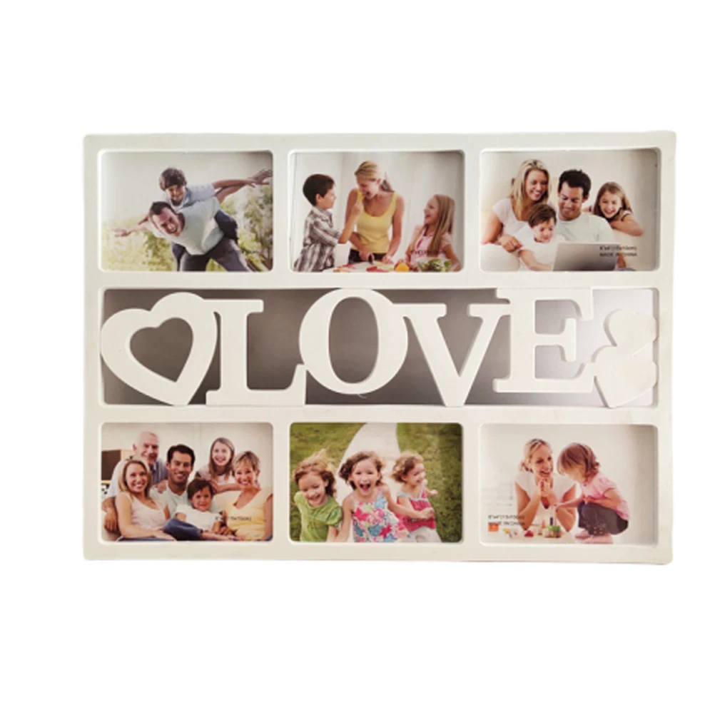

1 PC Collage Love 6 Photo Sockets Simple Plastic Photo Frame Picture Frame Photo Gallery Wall Mounting Design