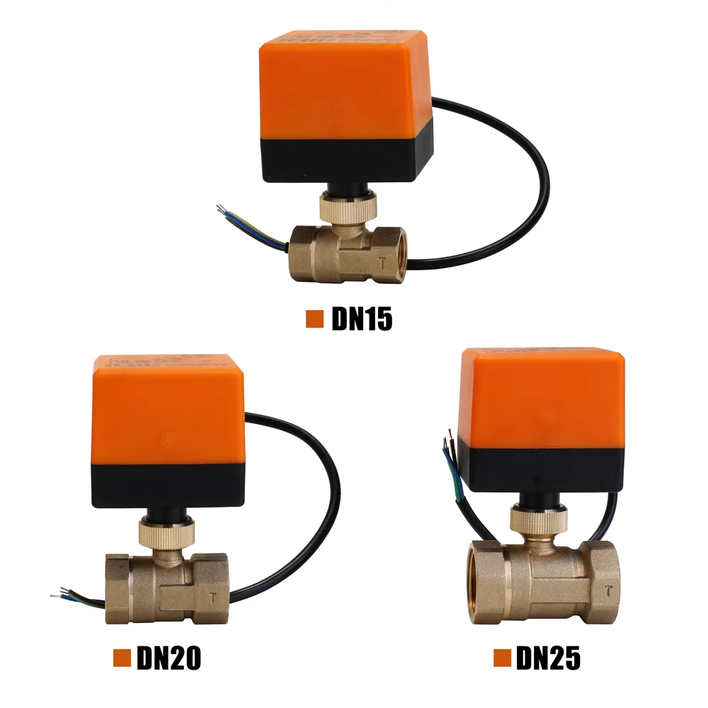

Hot New DN15/DN20/DN25 AC 220V IP65 Waterproof 2 Way 3-Wire Ball Electric Motorized Brass Valve with Actuator