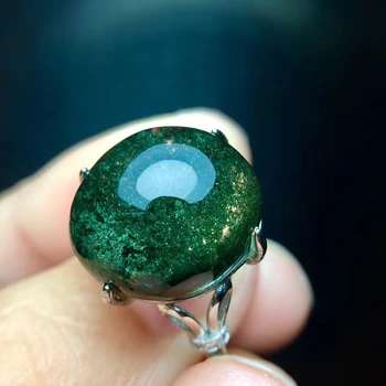 

Certificate Natural Green Phantom Quartz Adjustable Ring 15.6/13.7mm Garden 925 Sterling Silver Oval Bead Fashion Ring AAAAAA