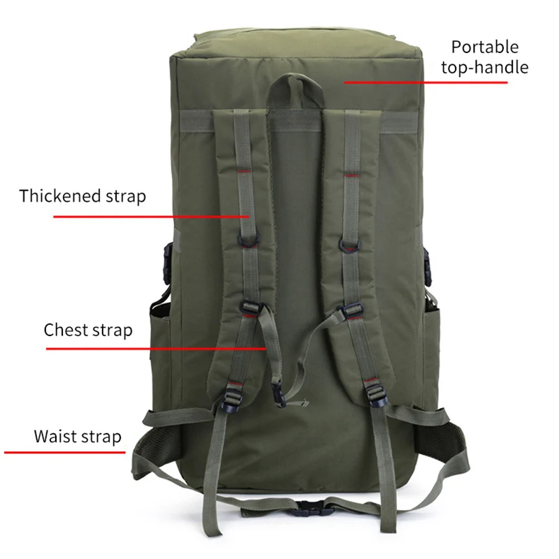  110L large Men Hiking Rucksack Camping Backpack Army Bag Outdoor Climbing Trekking Mountaineering M