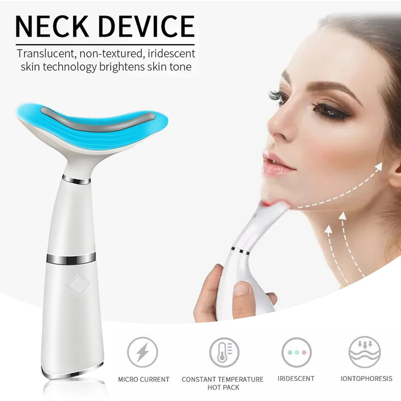 Светодиодный Фотон терапия массаж шеи звуковая вибрация подтяжка лица против морщин на шее кожи красота