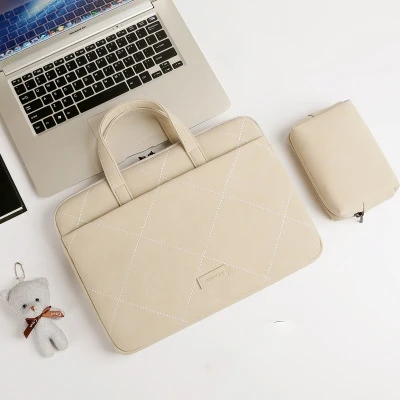 Sets Beige Водонепроницаемая сумка для женщин матовая PU Сумка для ноутбука 13,3 14 15,6 Для Macbook Air 13 A1932 чехол Pro 15 A1707 A1990 чехол - Цвет: Sets Beige