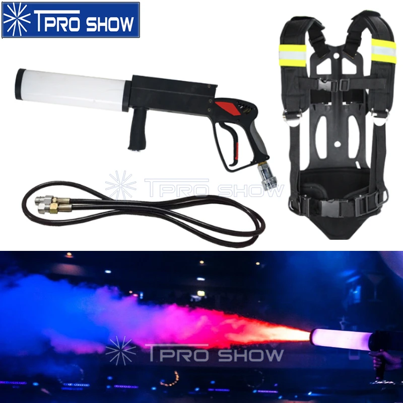Ручной DJ пистолет CO2 крио эффект машина CO2 пистолетный RGB цвета мыть светодиодный реактивный пистолет пушка с цилиндром рюкзак для дискотеки клуба