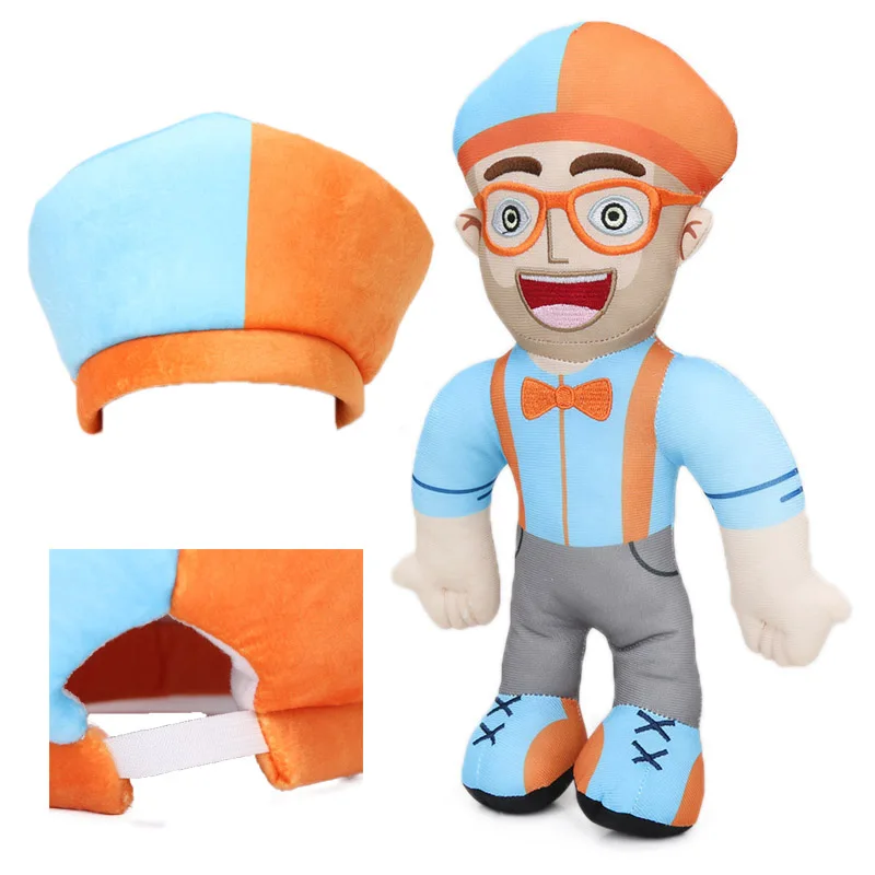 Blippi Plush Baby Toys 12.6inch Soft Stuffed Educational Dolls for Toddlers Blippi Hat Cosplay Prop Baby Gift Plushie - Цвет: hat and plush doll