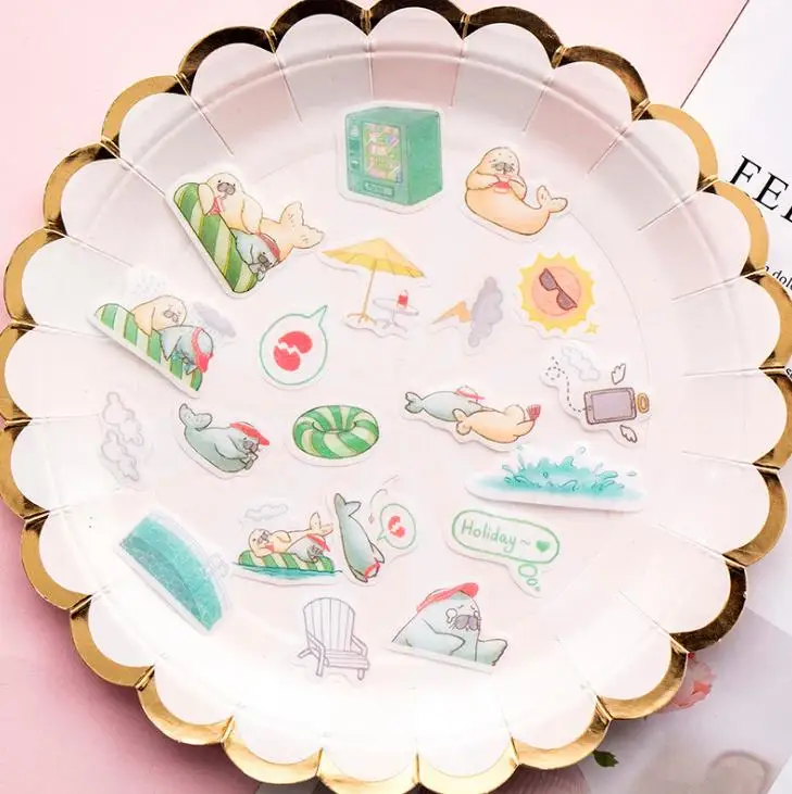 40 шт./упак. Kawaii животное Пингвин Оттер собака кошка Единорог лиса DIY декоративные этикетки для скраббукинга альбом канцелярские принадлежности для наклеек