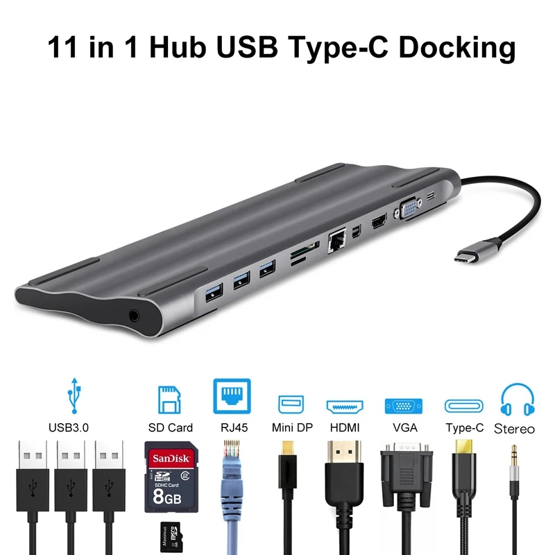 11 все-в-одном док-станция Usb 3,0 концентратор Hdmi зарядное устройство тепловыделение с Мини Dp для Macbook