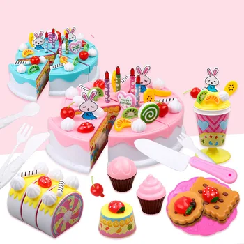 

Pretend Play Kitchen Toy Children's Birthday Cake Simulation Miniature Food DIY Creative Kitchen Set for Kids Birthday Gift