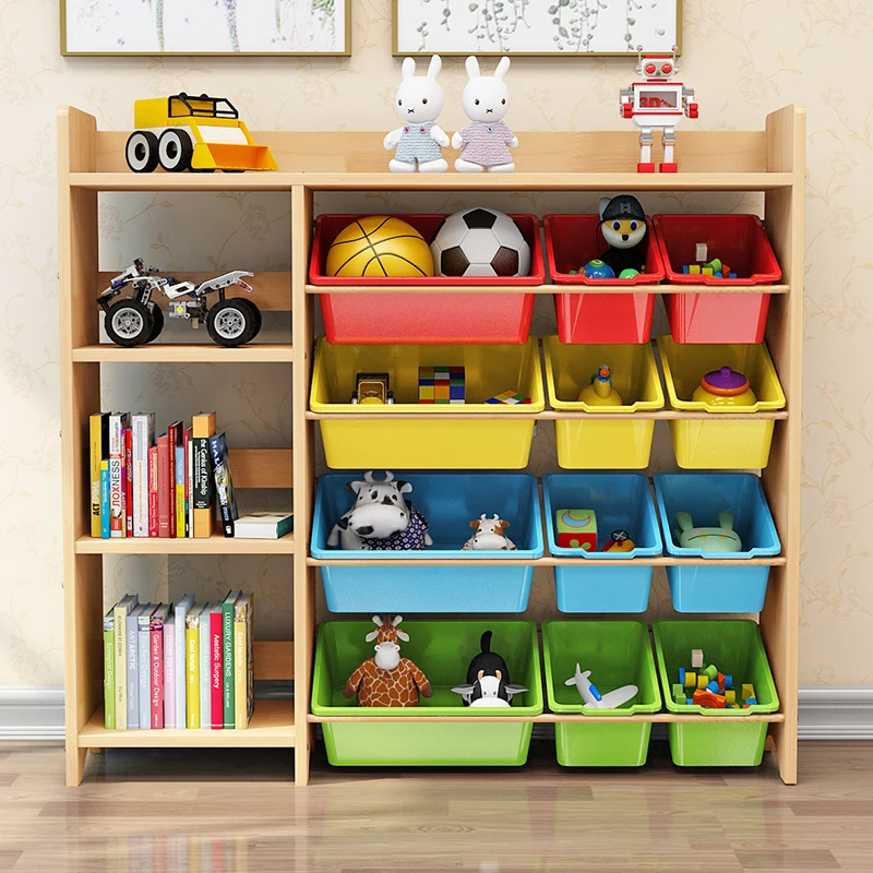 

Toy storage rack children's solid wood storage cabinet finishing multi-layer kindergarten storage bookshelf large capacity