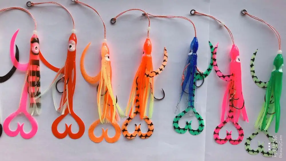 40pcs Assist Hooks With Squid Skirts,Inchiku Jig Assist Hook,octopus jigs assist hook, squid jig hook, suitable for inchiku jigs