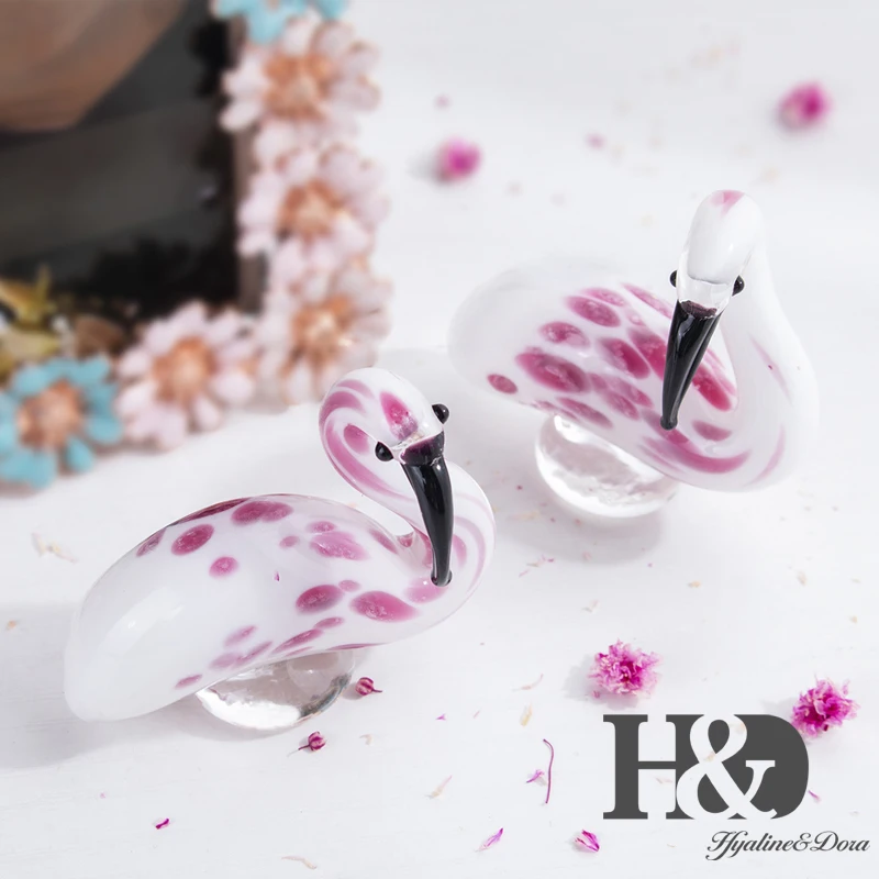 H& D 2 шт. Фламинго ручной выдувное стекло фигурка животного художественное ремесло орнамент скульптура домашнее свадебное украшение Рождественский подарок для мамы