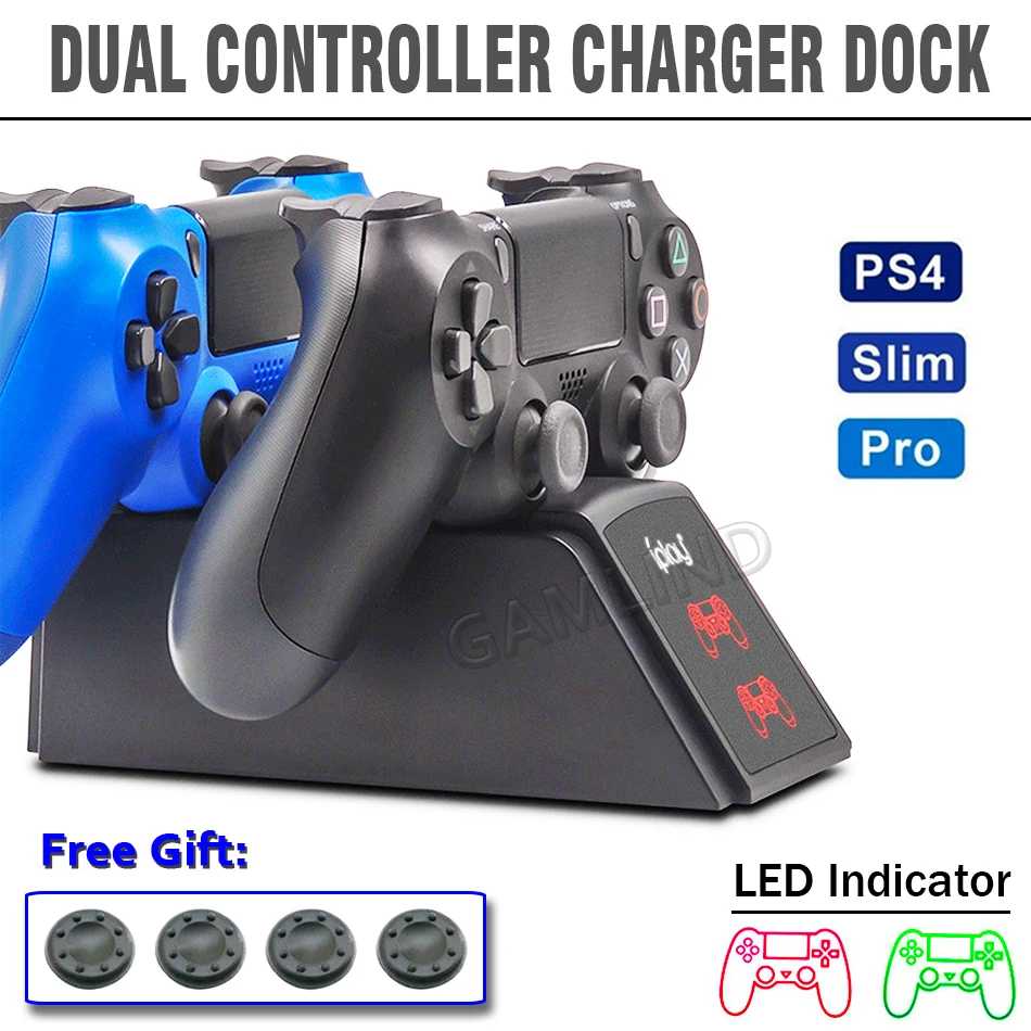 PS4/Slim/Pro Dual Controller Charger Dock Station PS 4 Gamepad Joystick Stand LED Indicator for Sony Playstation4 Game | Электроника