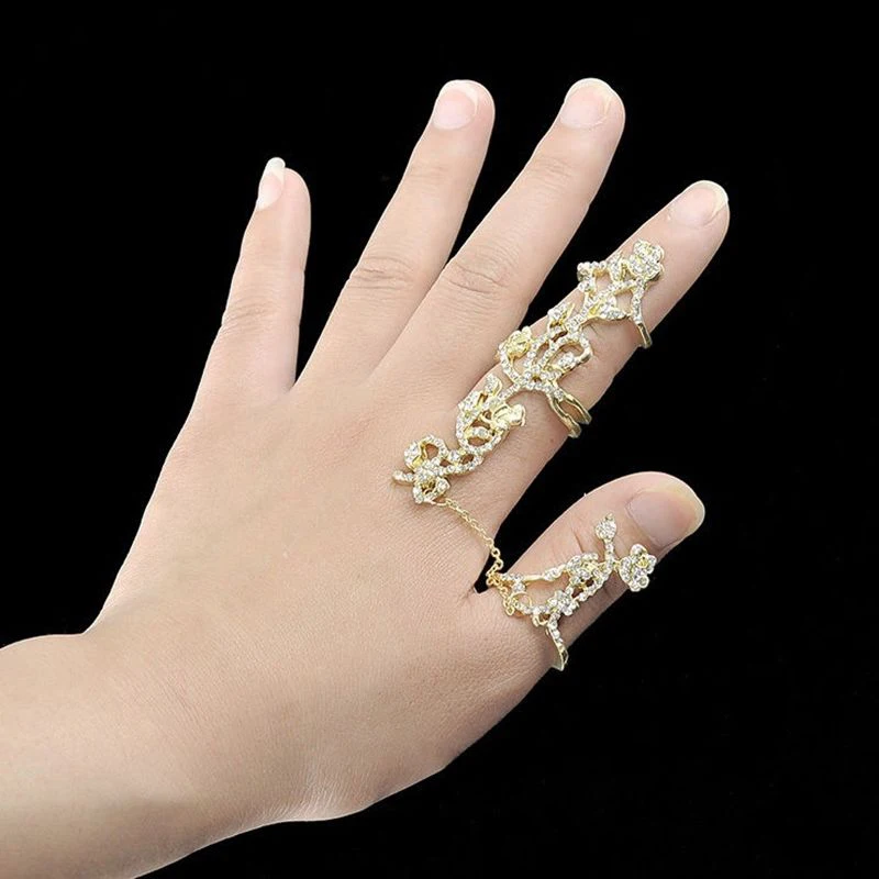 Женские Модные ювелирные изделия несколько пальцев стек кольца на костяшки Shellhard позолоченные серебряные цветы стразы набор колец с кристаллами