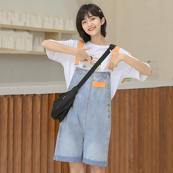 

Jeans Jumpsuits for Women 2020 Patchwork Loose Straight Denim Overalls Female Solid Elegant Jumpsuit Short Macacao Feminino