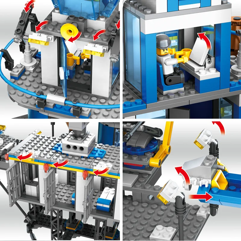 

QIAOLETONG ShenWei Maritime Police Children'S Educational Assembled Building Blocks Sea Large Prison Scene Boy Toy Ts88036