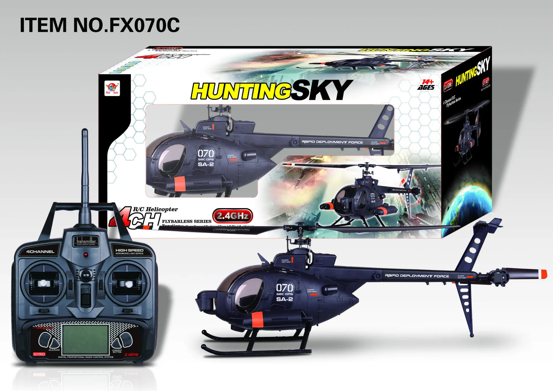 

Flywheel Fx070c MD500 Super Large Four-Channel Non-Aileron Remote Control Aircraft 2.4G Telecontrolled Toy Aircraft