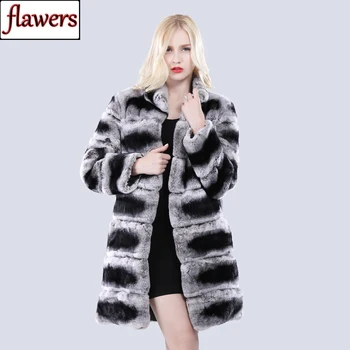 

2019 Winter Women Long Style Natural Fur Coat Warm Soft 100% Genuine Rex Rabbit Fur Jacket Lady Quality Real Rex Rabbit Fur Coat